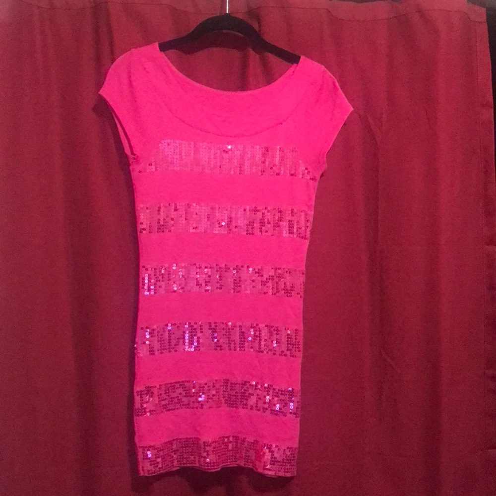 Womens Express Pink Sequin Dress Size Small